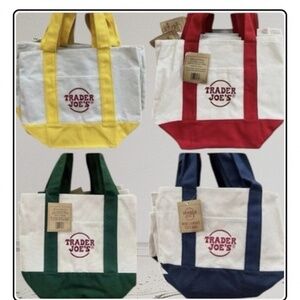 Set of 4 Limited Edition! Trader Joe’s Colorful Canvas Mini Tote Bags 2025 NWT